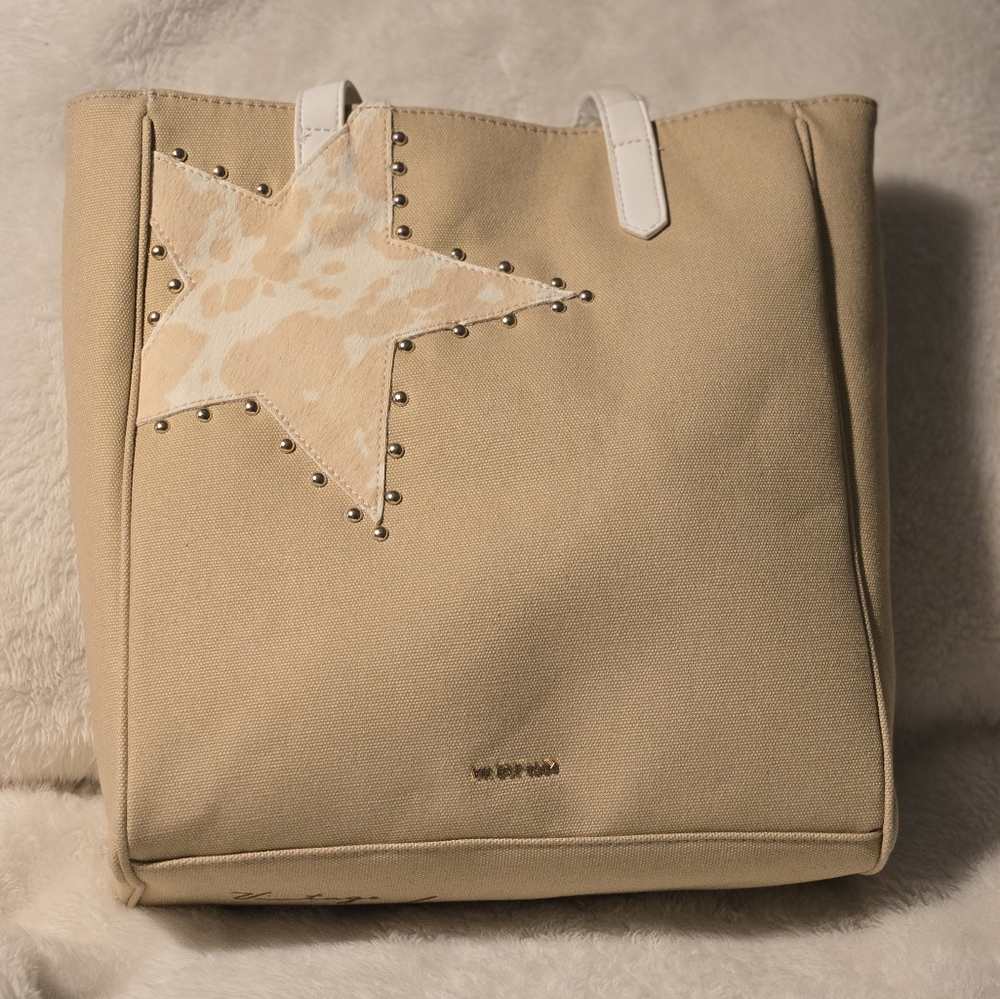 Vintage Havana Tan and White Star Studded Tote